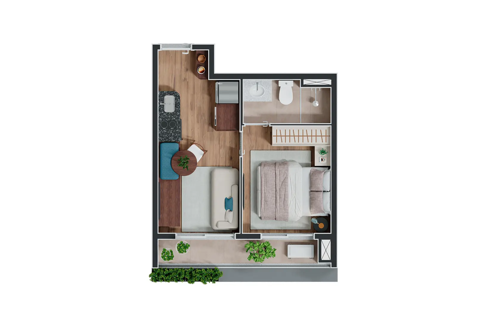 NEX ONE Estação Clínicas - Lançamento - One - Rua Teodoro Sampaio - Pinheiros - Planta 1 Dormitório de 29m²