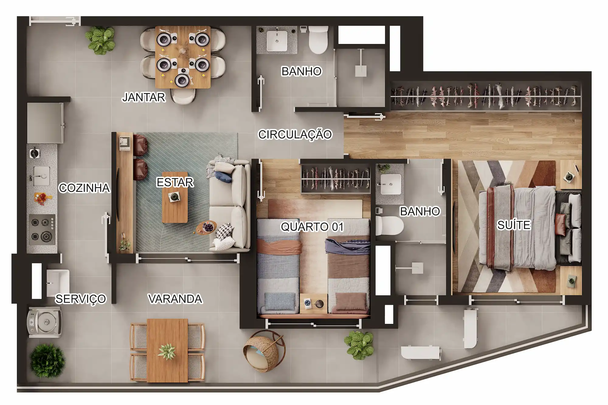 Altus Nova Klabin - Planta Planta de 73m²