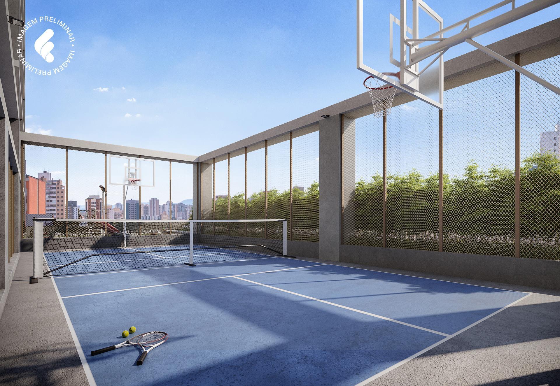 Quadra esportiva do 145 Vianna com estrutura para beach tennis e pickleball em ambiente elevado