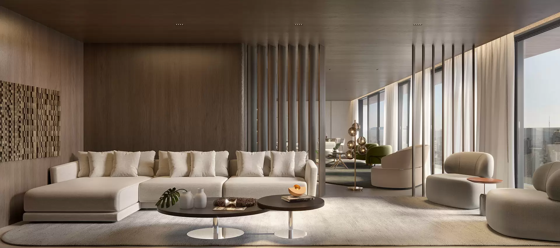 Sala de Estar do Duplex de 310m² - Altitude Jardins por Artefacto - Lançamento - Jardins - Alameda Jaú - REM