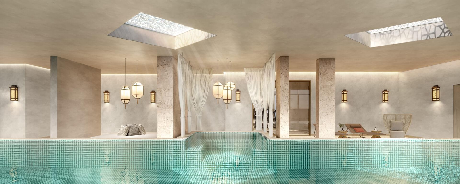 Área da Piscina Coberta com Raia de 25m - The Palace Royal - Lançamento Cyrela - Rua Bartolomeu de Gusmão - Vila Mariana