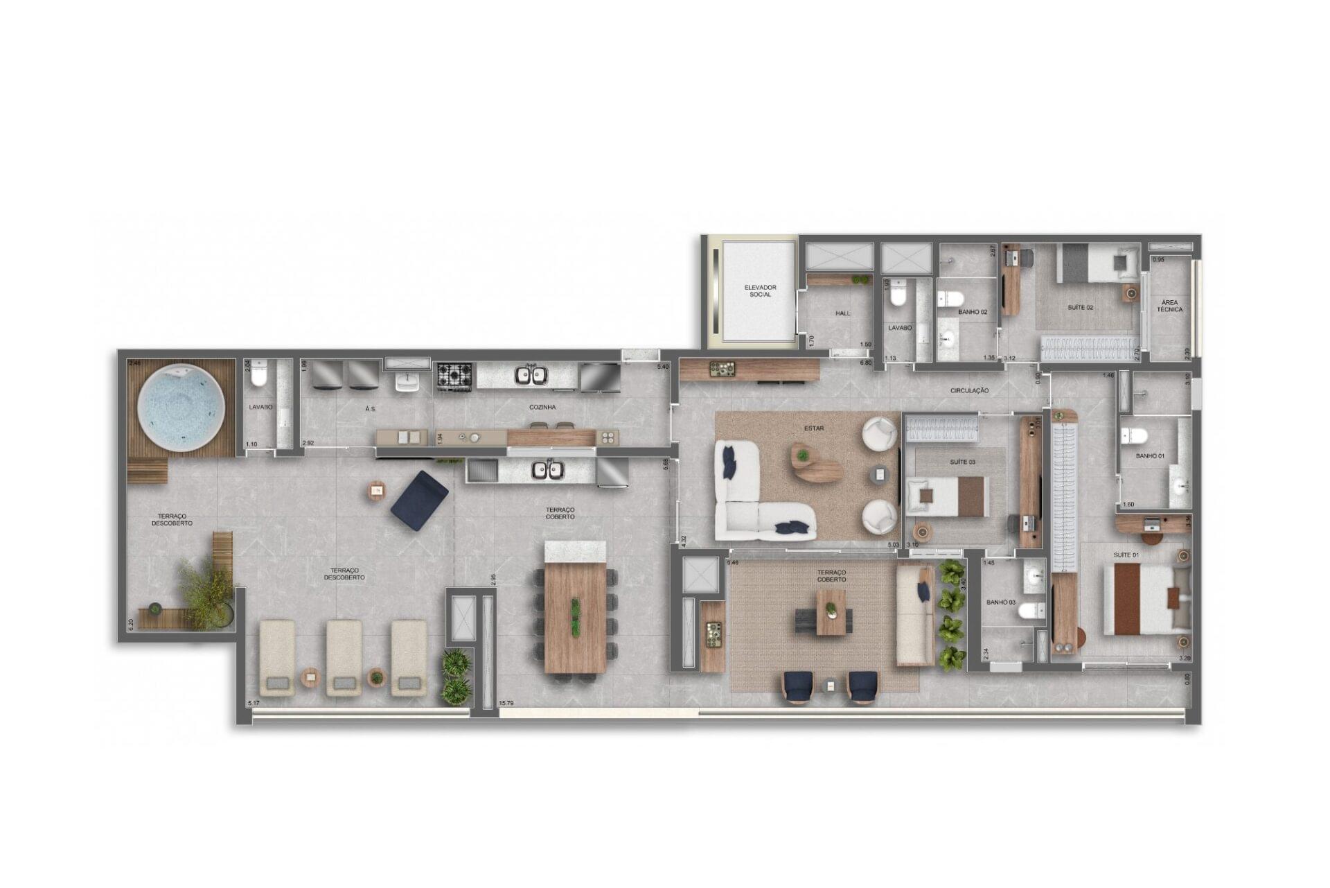 Auge Resort Tatuapé by Diálogo - Planta Planta de 218m² Penthouse