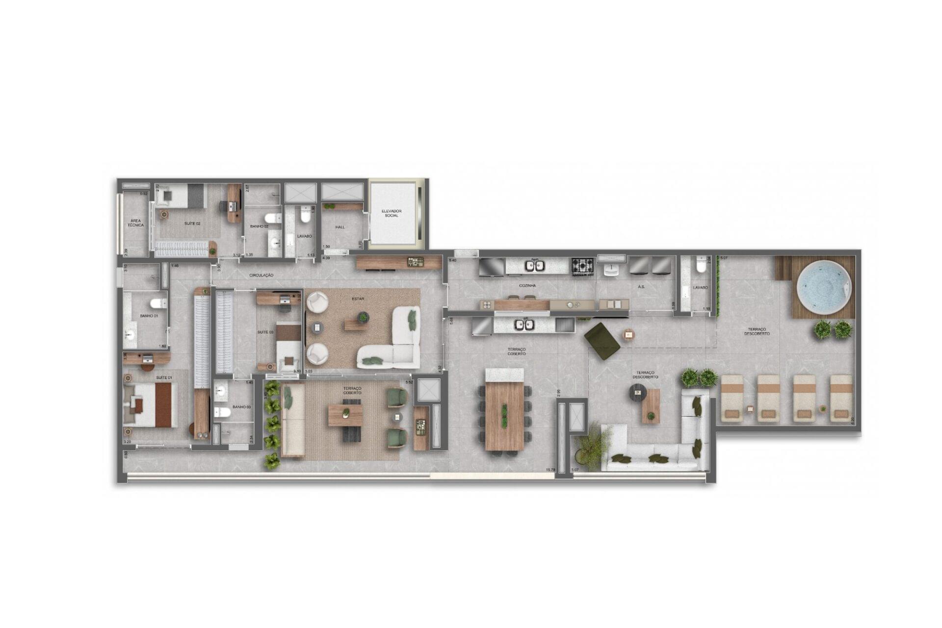 Auge Resort Tatuapé by Diálogo - Planta Planta de 235m² Penthouse