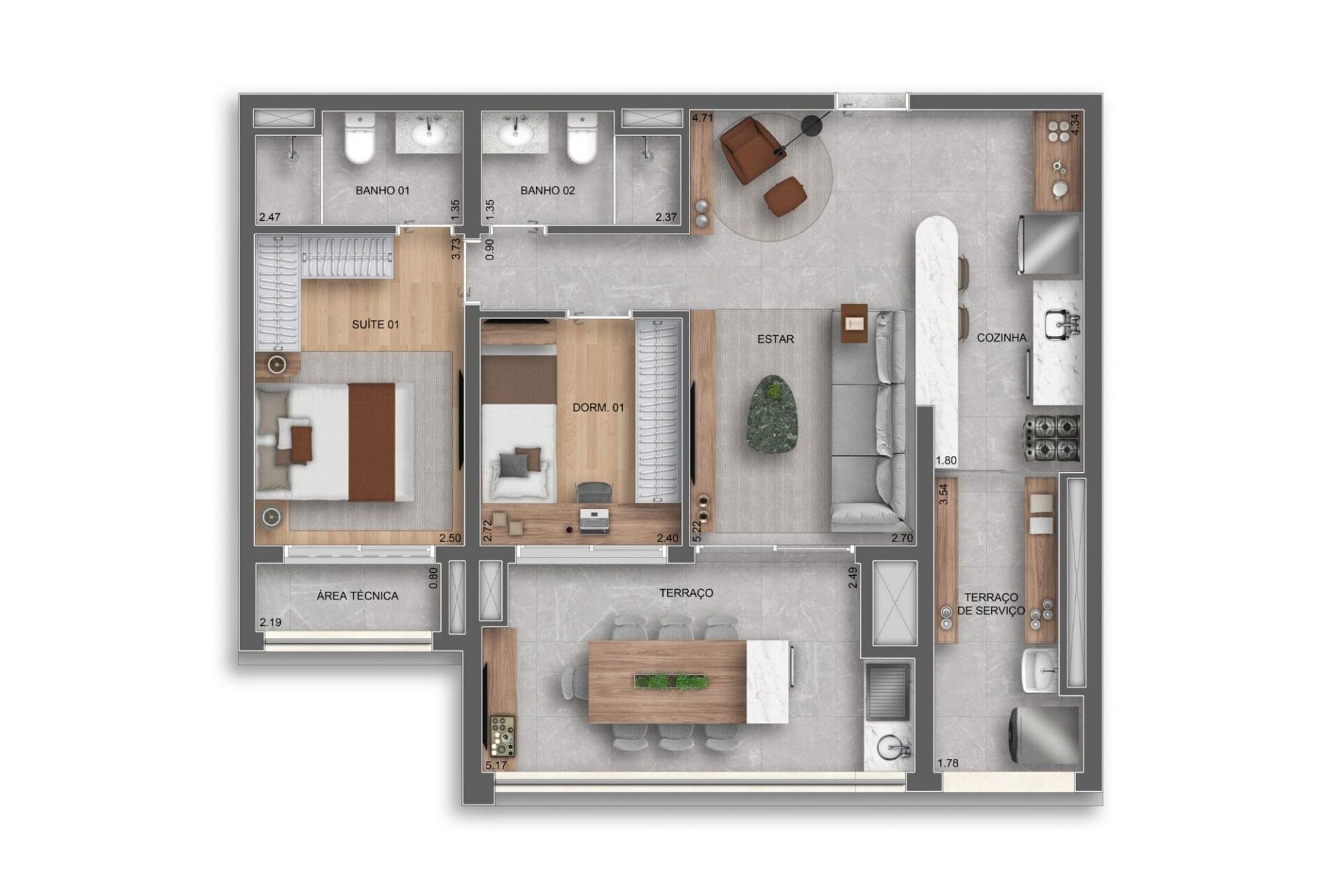 Auge Resort Tatuapé by Diálogo - Planta Planta de 80m² 
