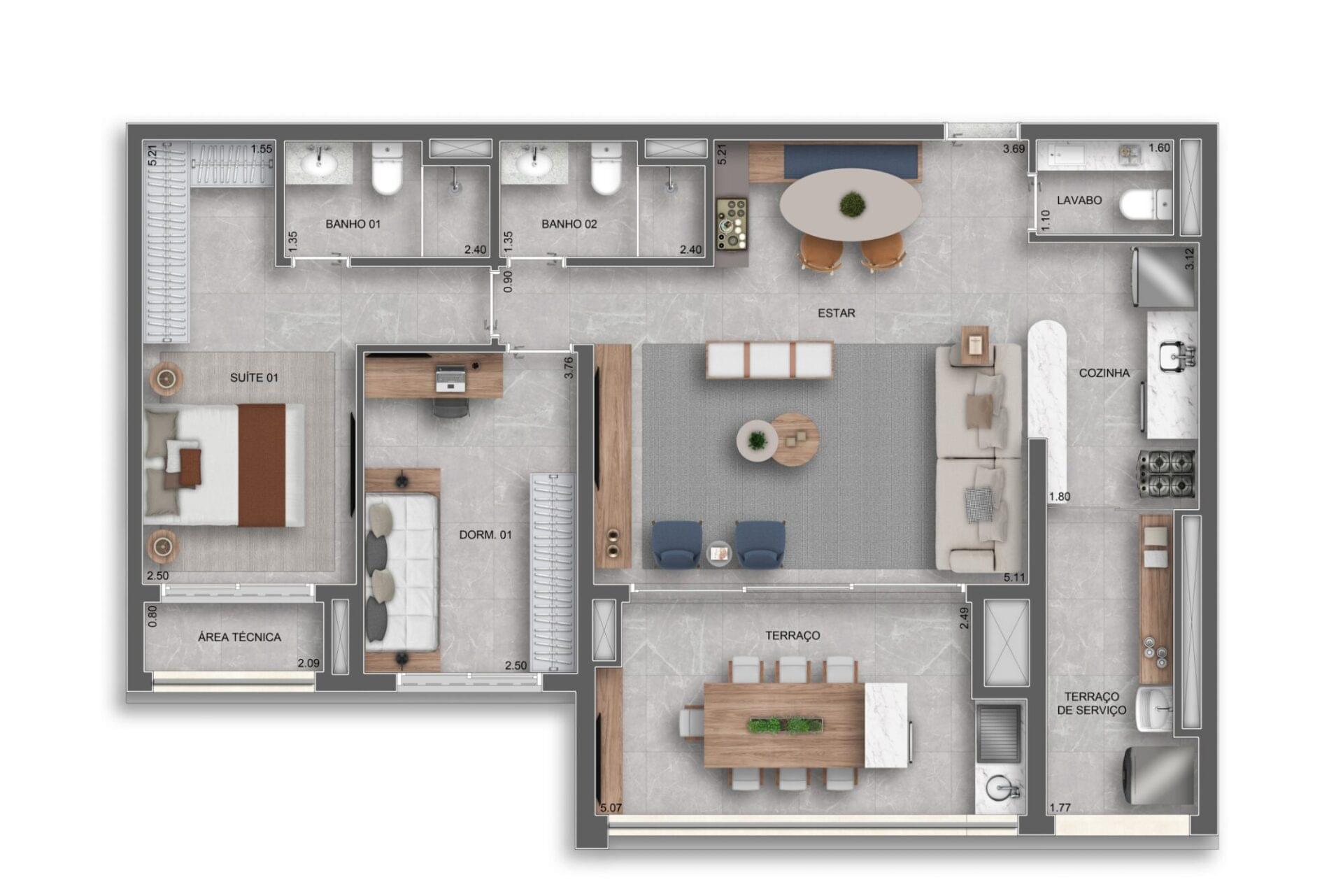 Auge Resort Tatuapé by Diálogo - Planta Planta de 96m² 