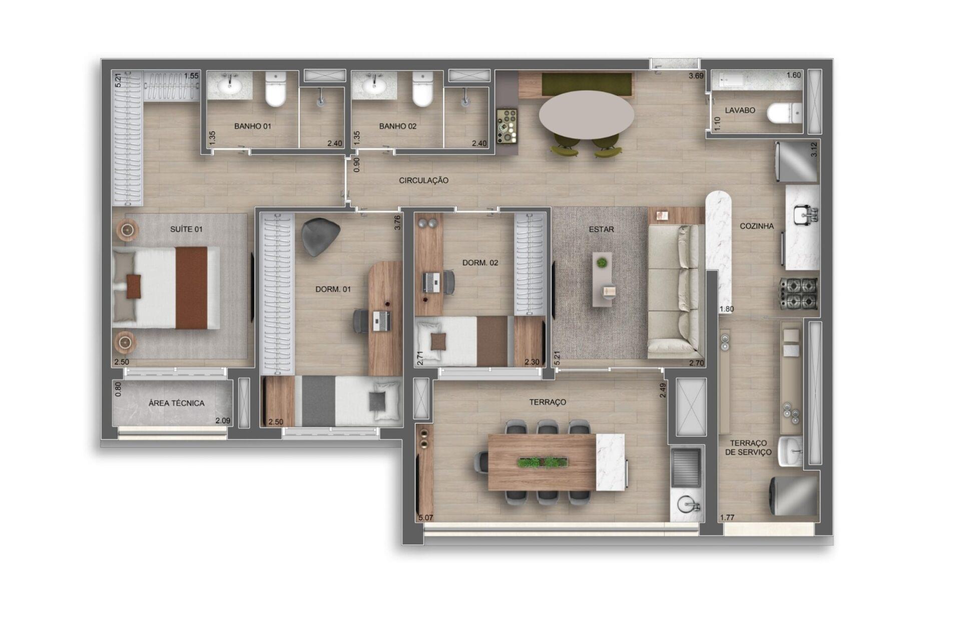 Auge Resort Tatuapé by Diálogo - Planta Planta de 96m² 