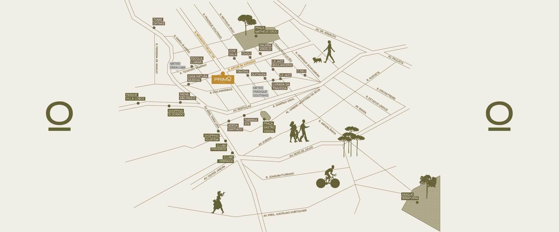 Mapa Região - Primo Pinheiros - Lançamento - AMY - Rua Mourato Coelho - Pinheiros