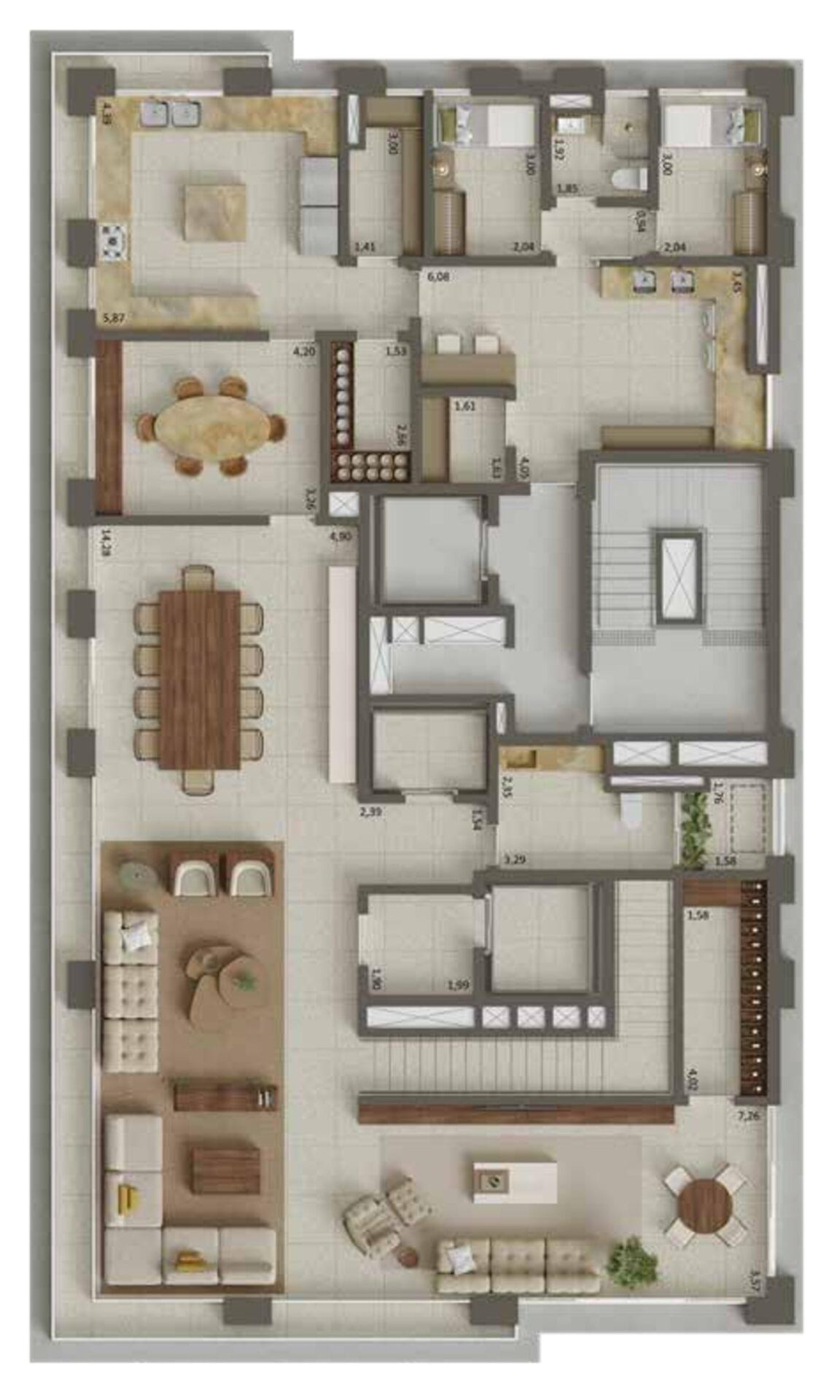 Primo Pinheiros - Planta Duplex de 543 m² (Piso Inferior)