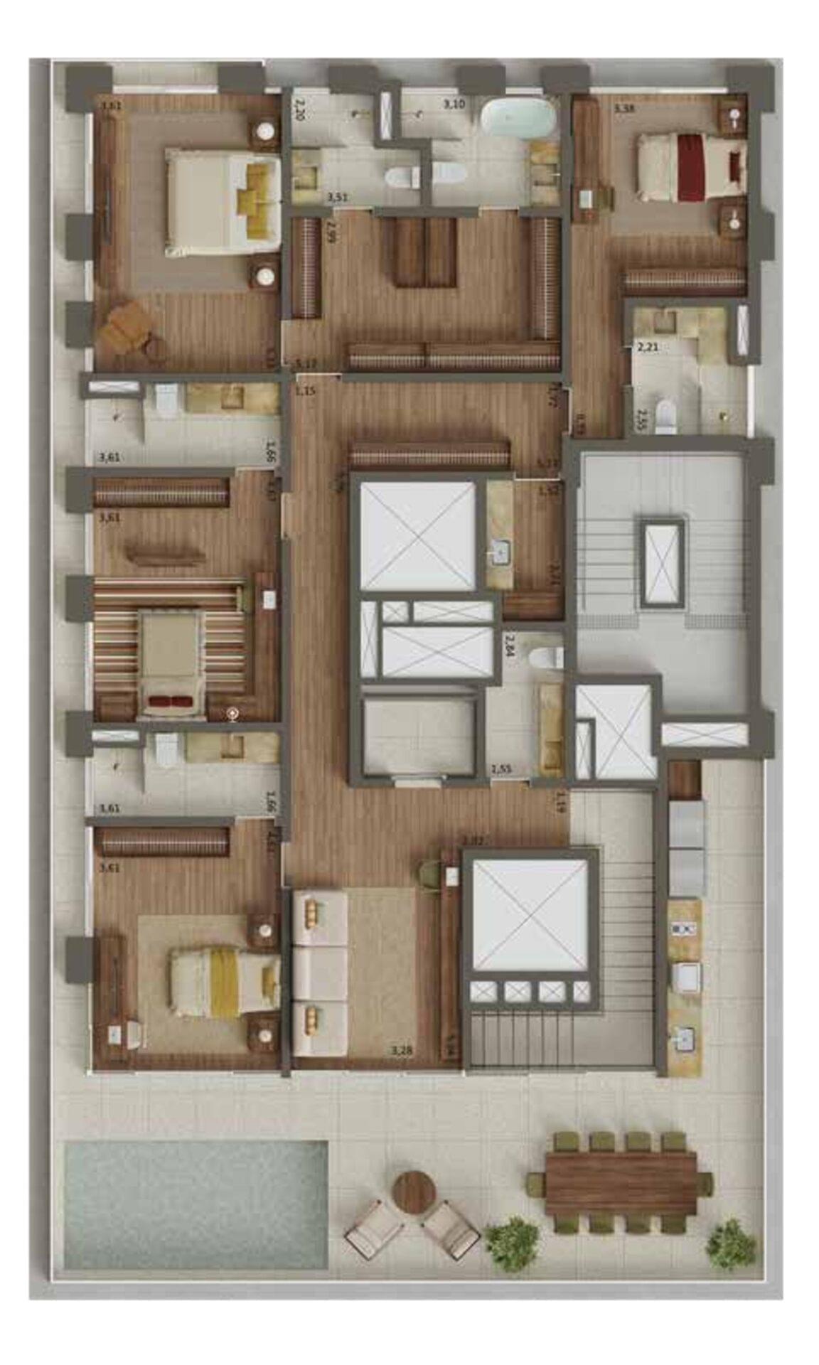 Primo Pinheiros - Planta Duplex de 543 m² (Piso Superior)