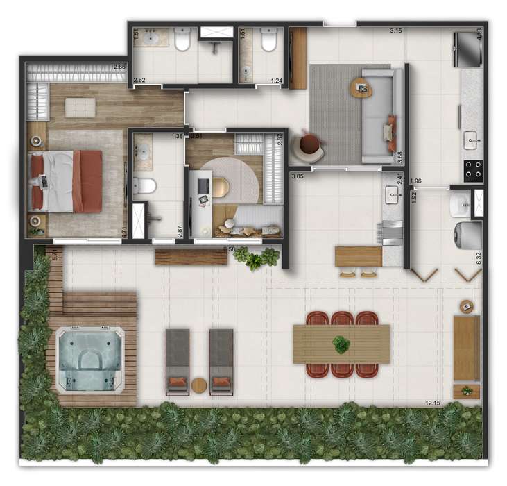 Sereno Jardim São Paulo - Planta Planta de 140m² (Garden)