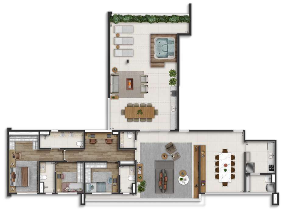 Sereno Jardim São Paulo - Planta Planta de 220m² (Penthouse)