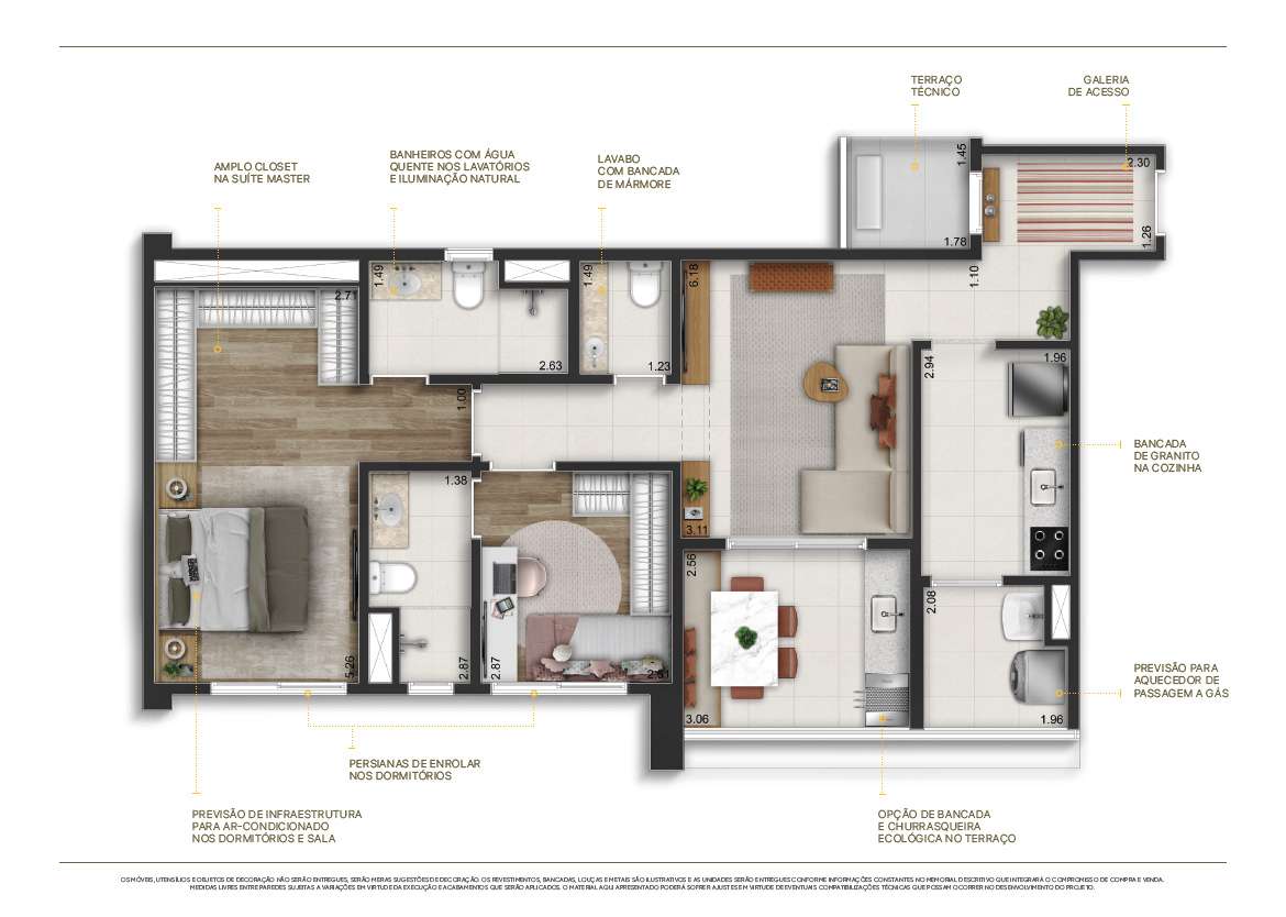 Sereno Jardim São Paulo - Planta Planta de 80m² (Tipo)