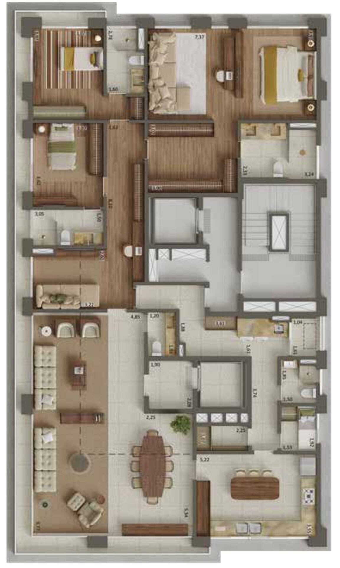 Primo Pinheiros - Planta Planta de 274 m² (3 Suítes)