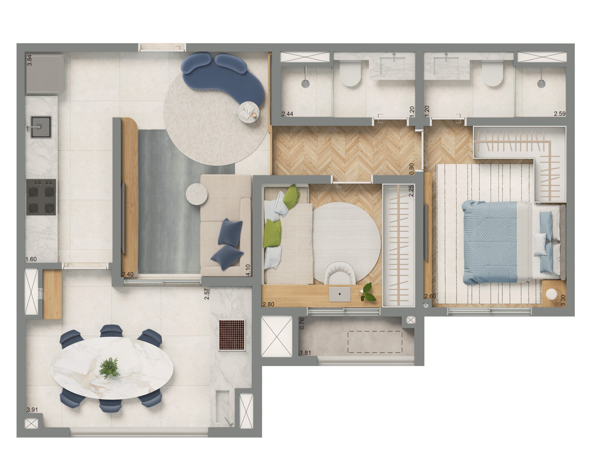 Living Grand Exclusive Tucuruvi - Planta Planta de 61m² (Padrão) 