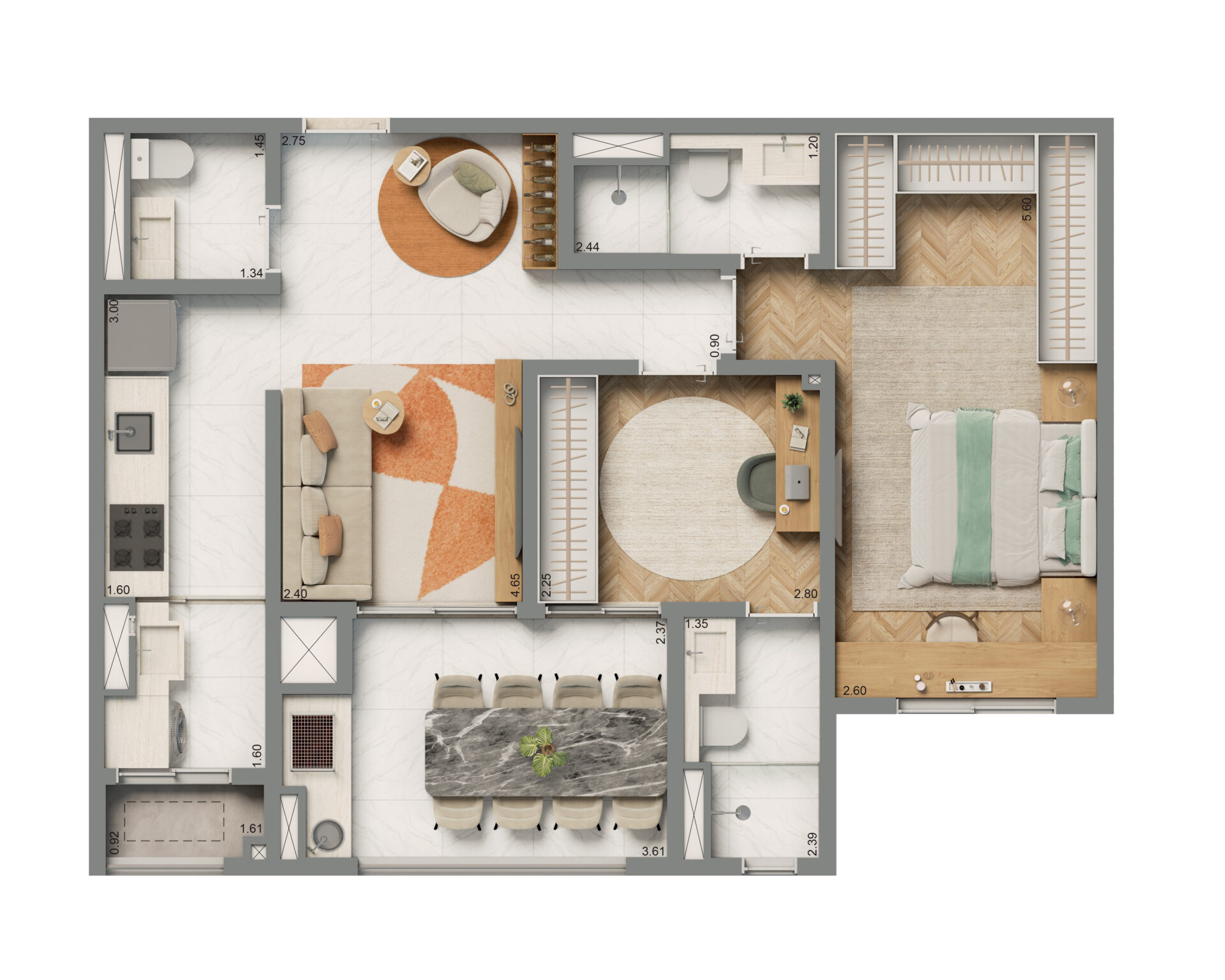 Living Grand Exclusive Tucuruvi - Planta Planta de 69m² (Padrão)