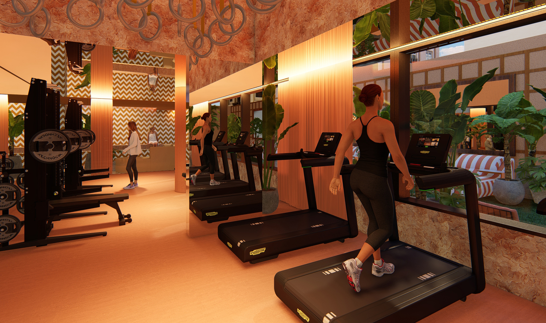Fitness Space com equipamentos modernos e ambiente climatizado no H Bela Cintra