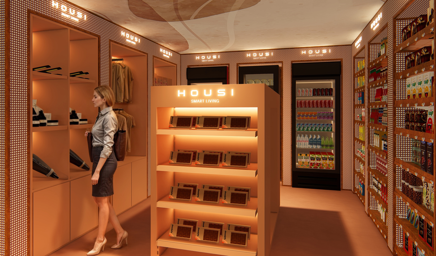 Mercado gourmet com design funcional e produtos selecionados no H Bela Cintra