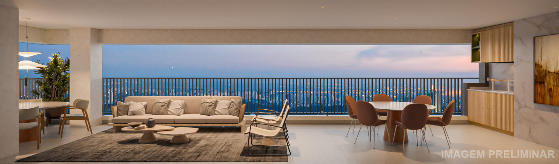 Living do Apartamento 269 m² do Monã Mooca