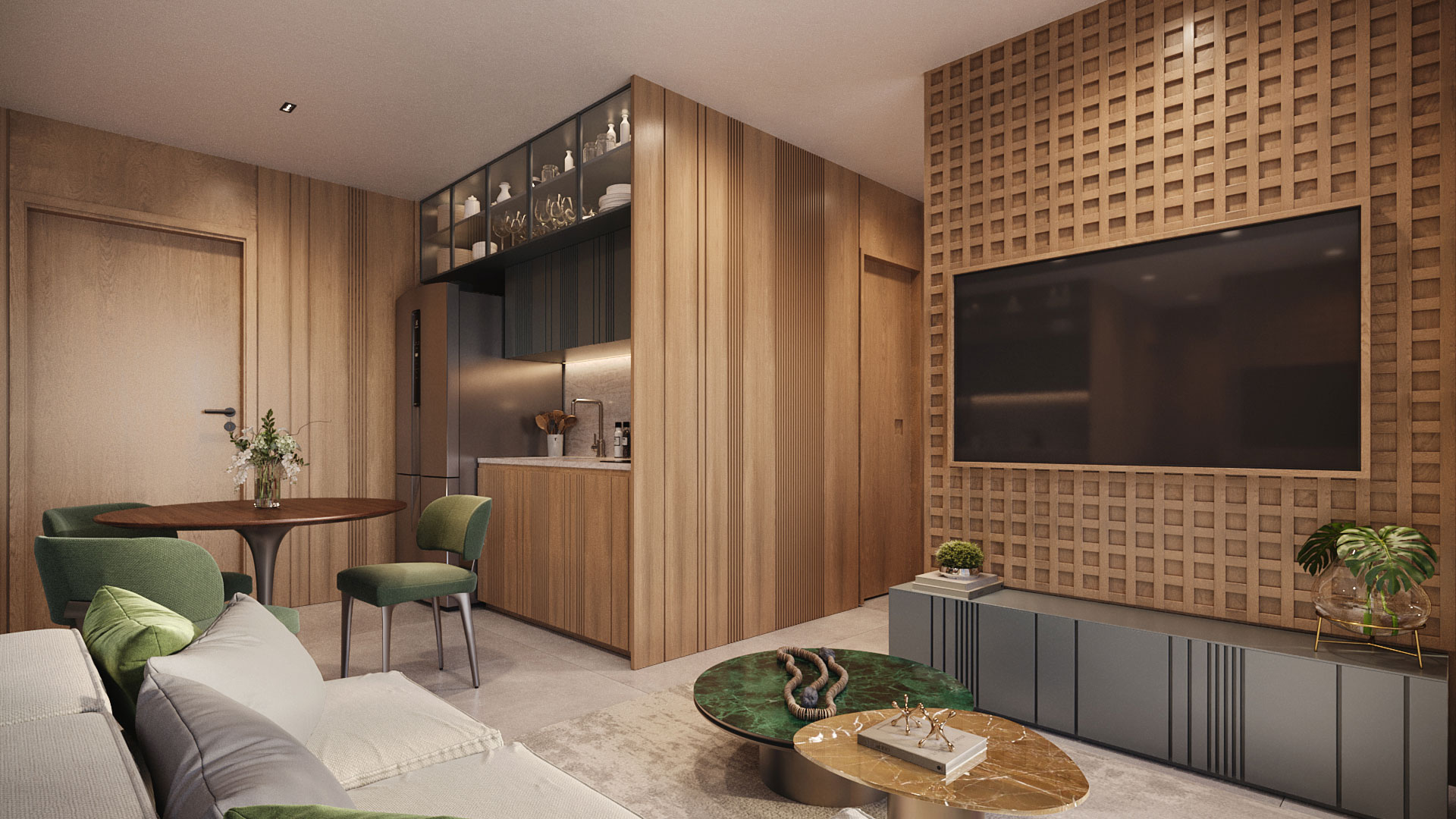 Living do Apartamento de 33m² do AETERNA Paulista