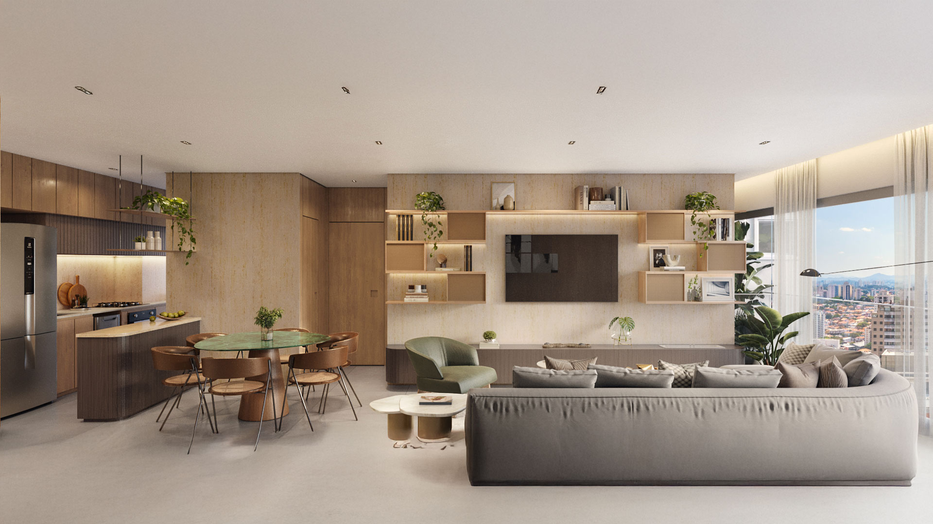Living do Apartamento de 66m² do AETERNA Paulista