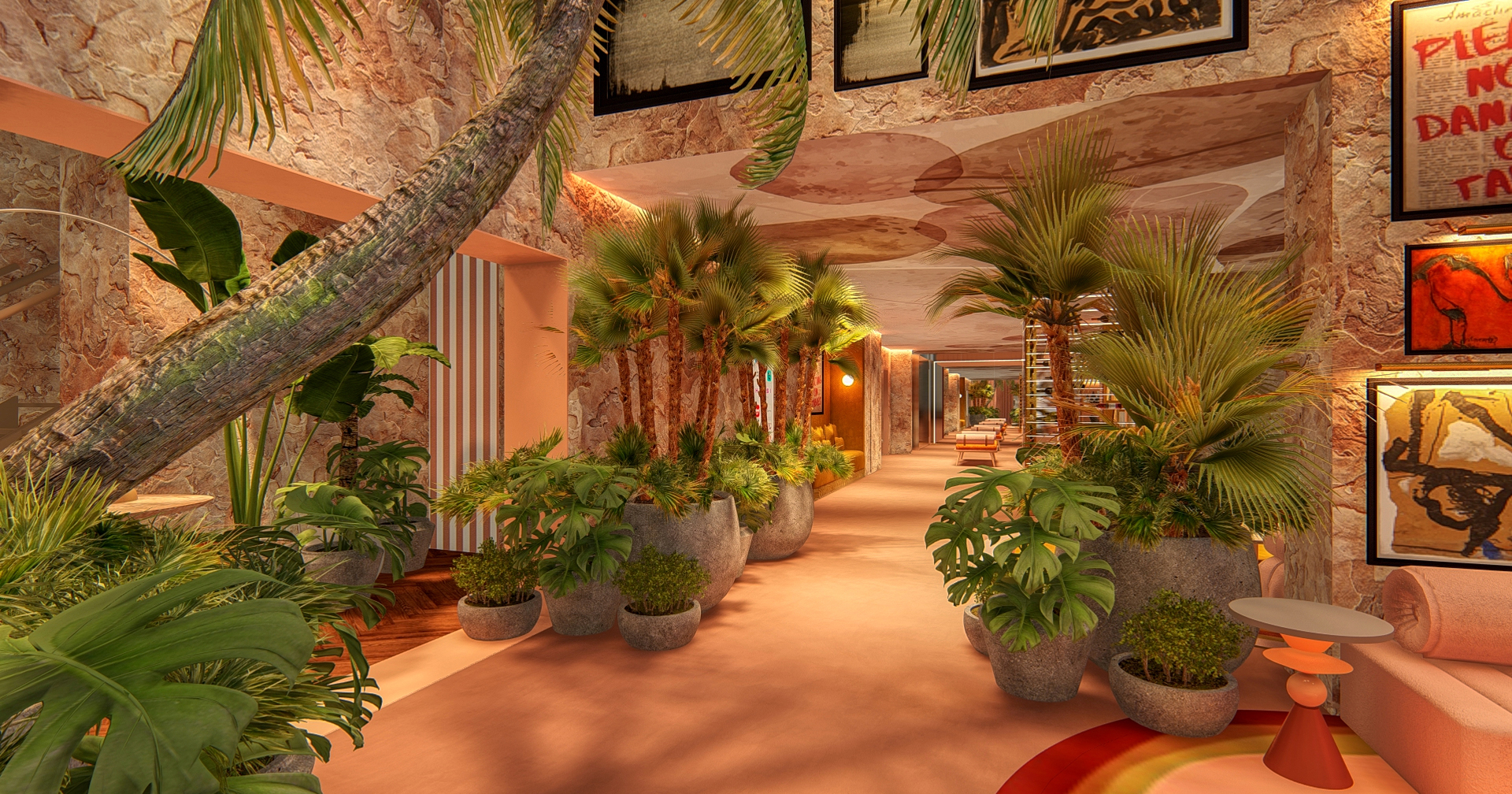 Lobby concierge com design moderno, iluminação elegante e serviço completo no H Bela Cintra by Vitacon
