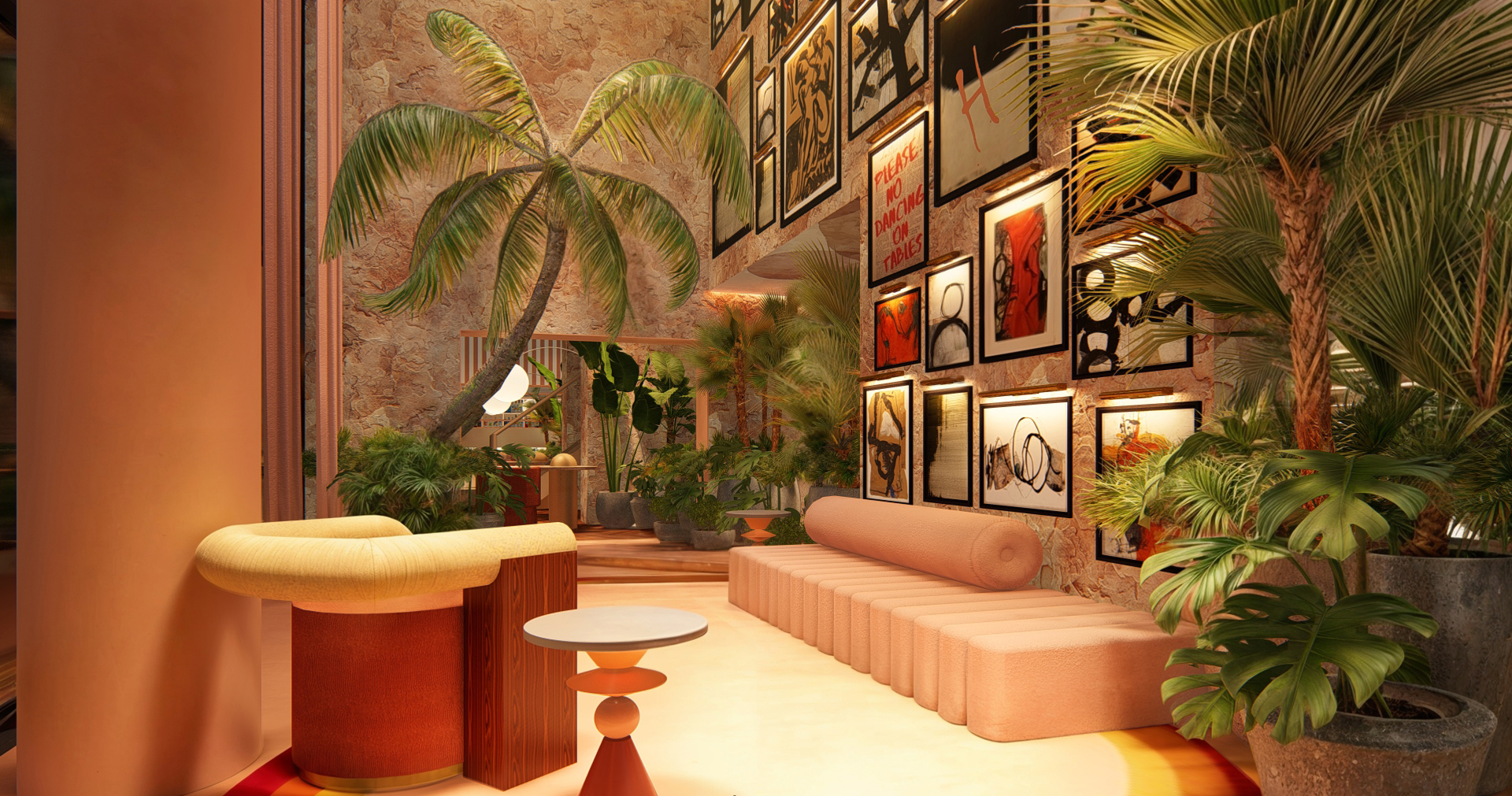 Lobby concierge com design moderno, iluminação elegante e serviço completo no H Bela Cintra by Vitacon
