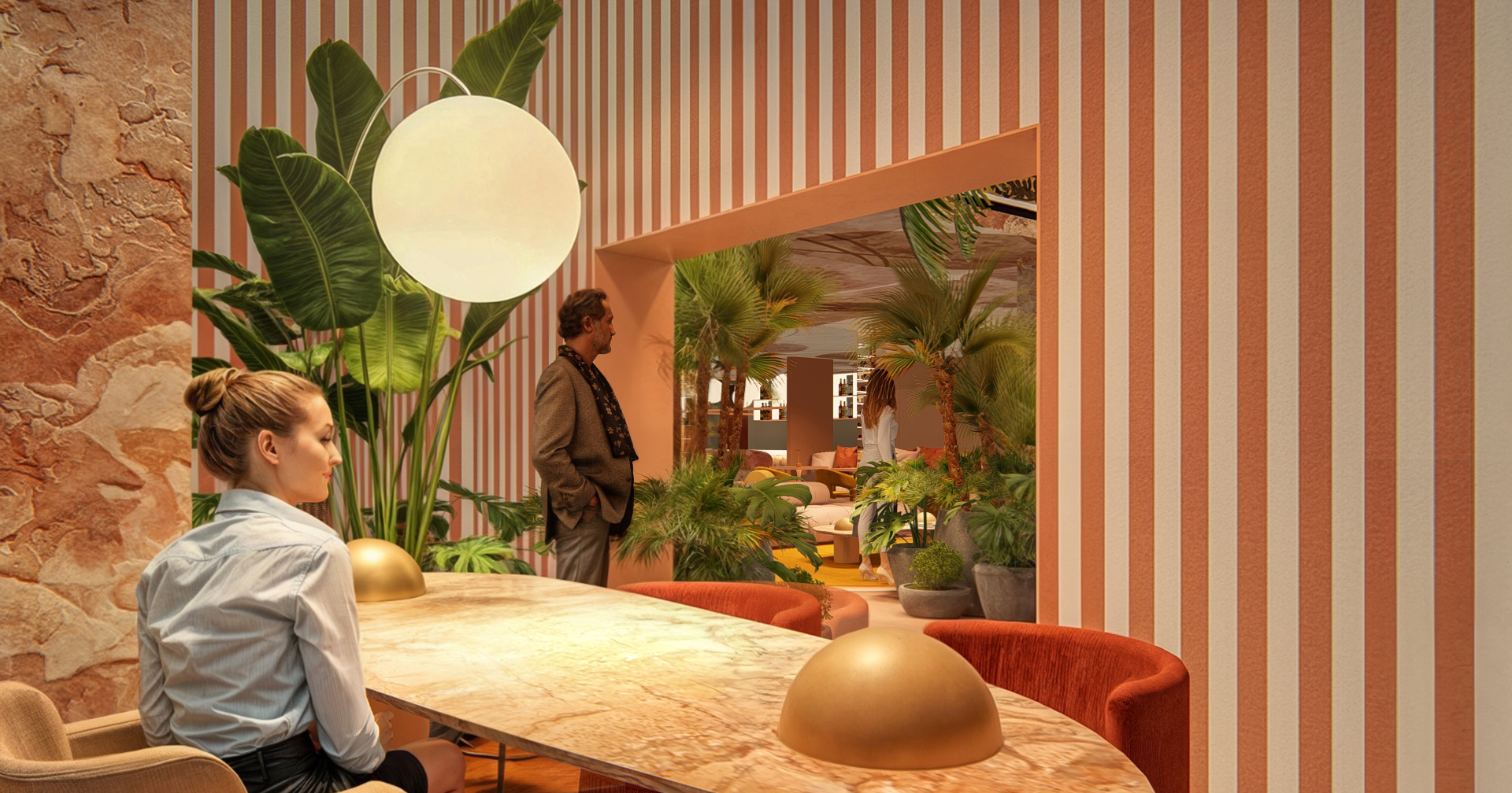 Lobby concierge com design moderno, iluminação elegante e serviço completo no H Bela Cintra by Vitacon