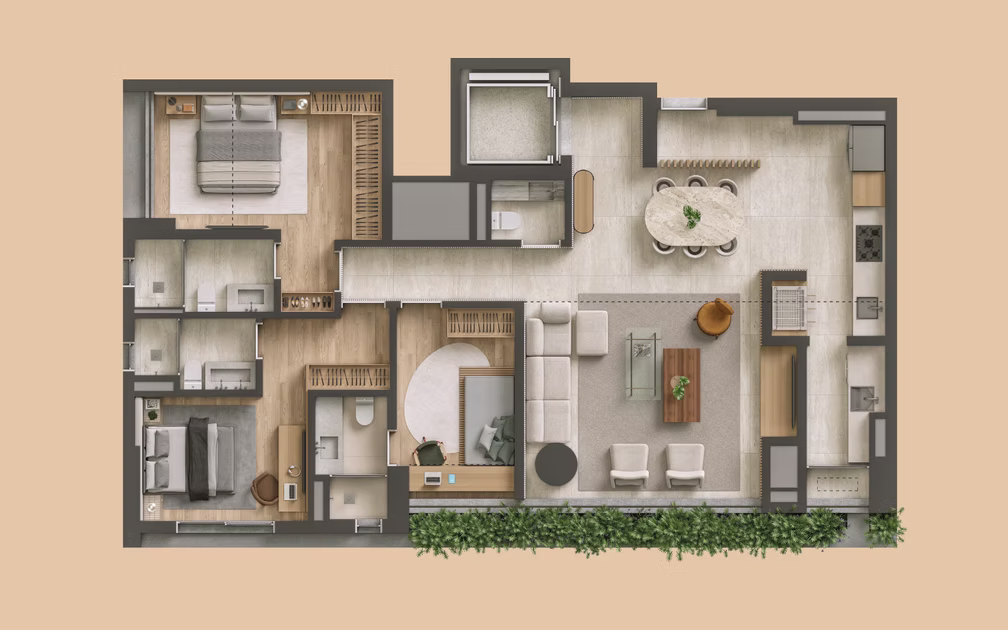 Apartamento com 3 suítes e 130 m² no TESS Brooklin, lançamento da Nortis