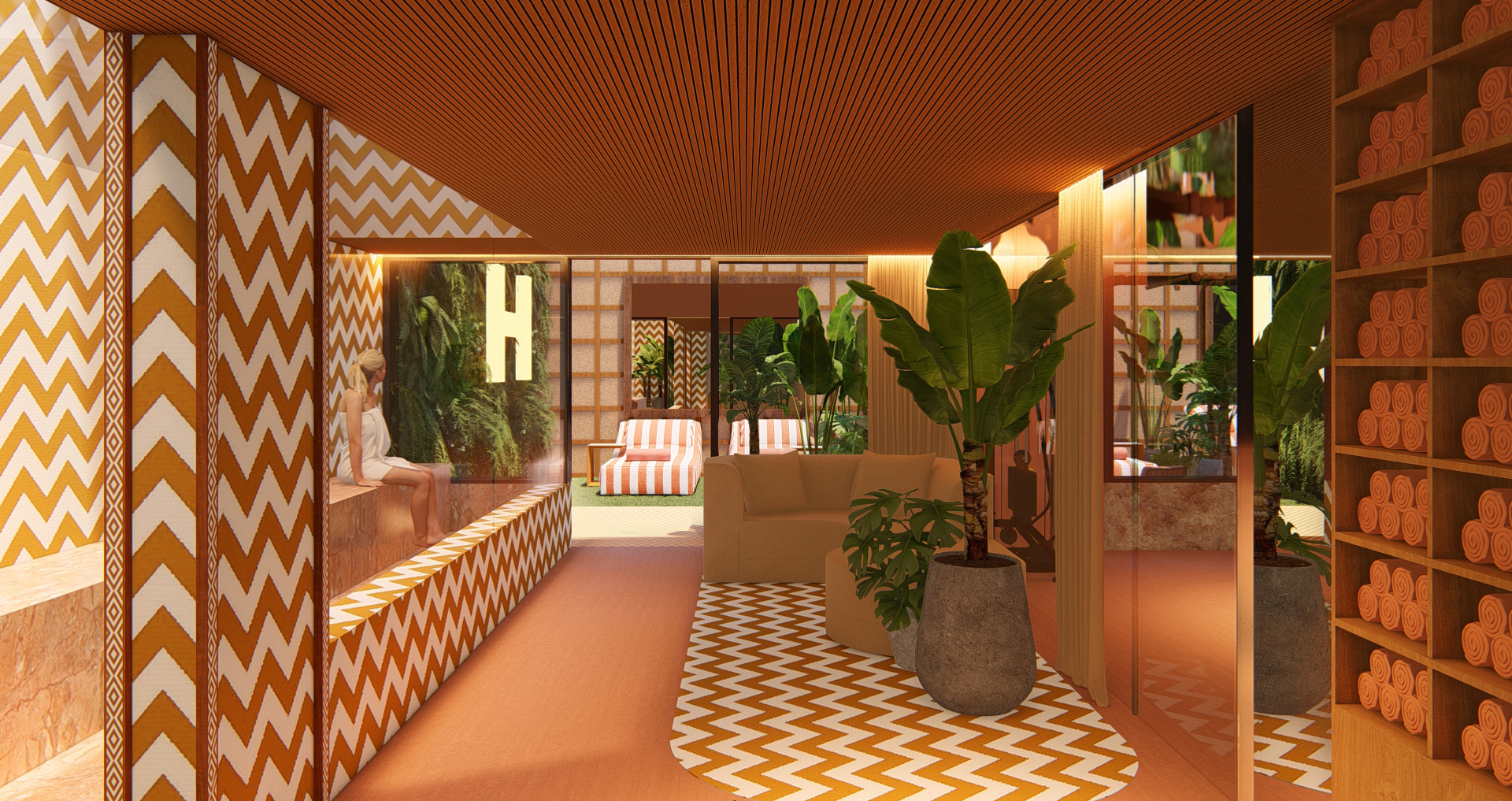 Spa com hidromassagem, sauna e área de relaxamento no H Bela Cintra nos Jardins