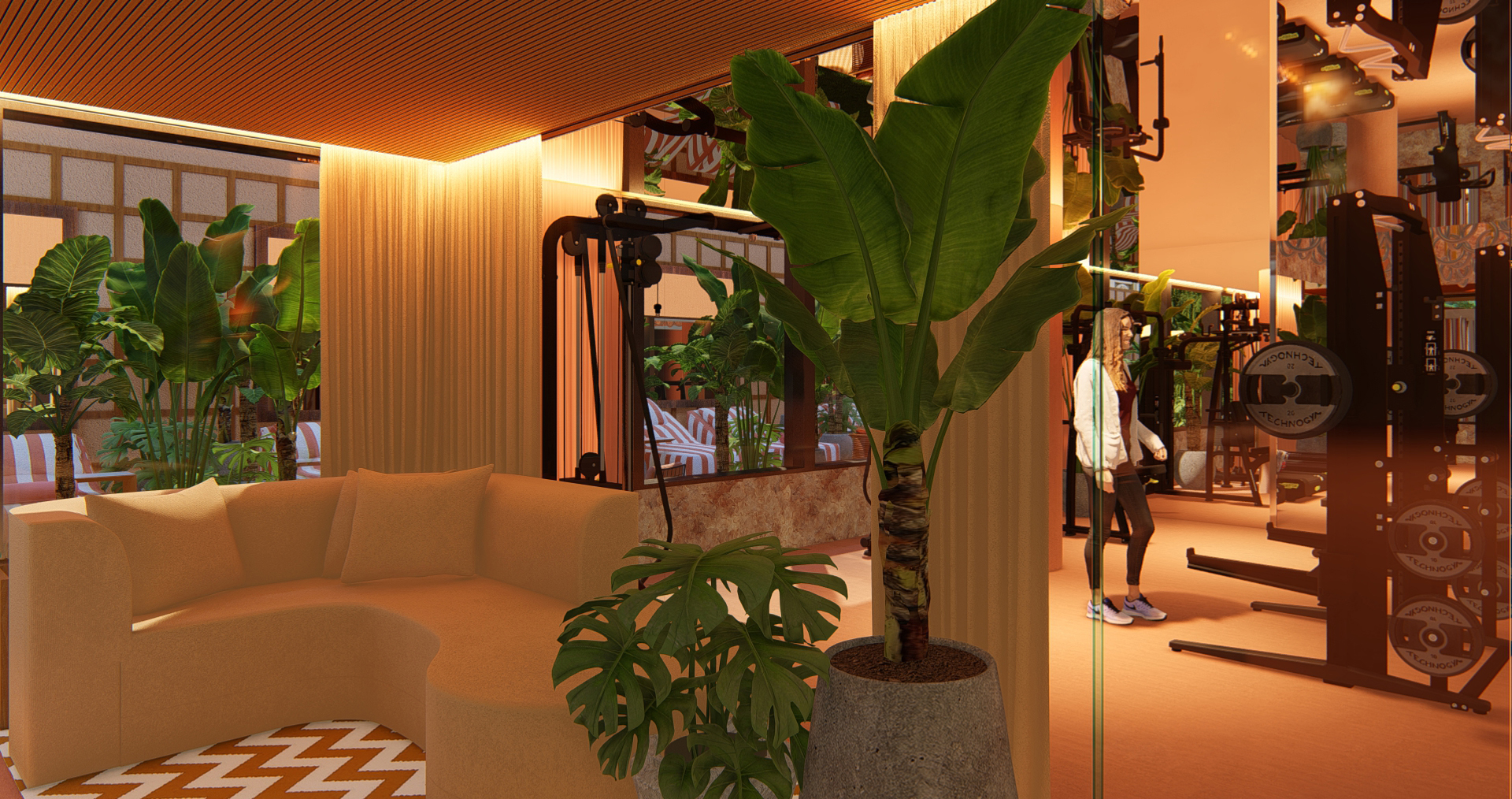 Spa com hidromassagem, sauna e área de relaxamento no H Bela Cintra nos Jardins