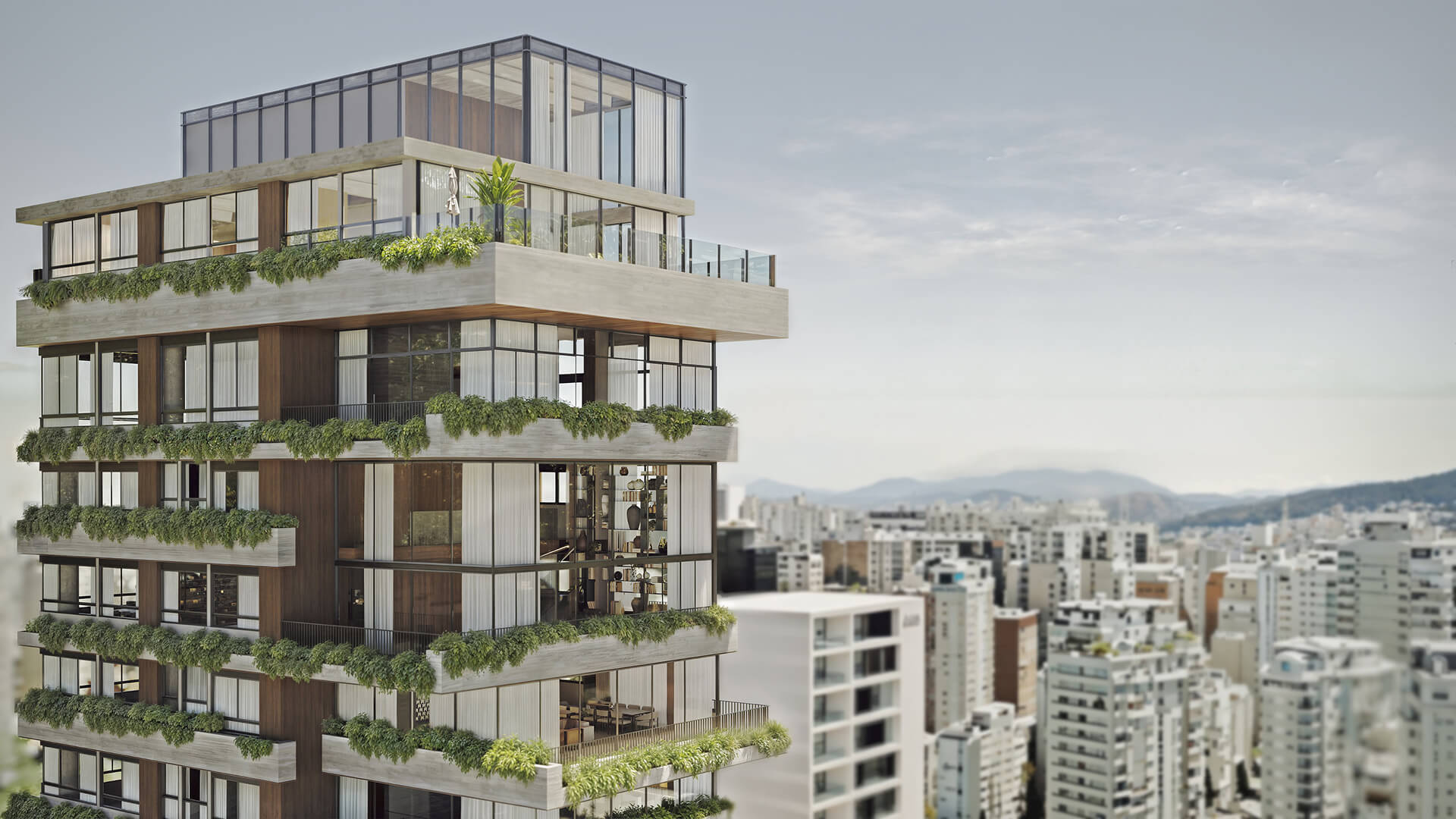 LUX 590 — coroamento da torre com Duplex e Cobertura envidraçada e terraço com vista — curadoria iApartamentos — Itaim Bibi