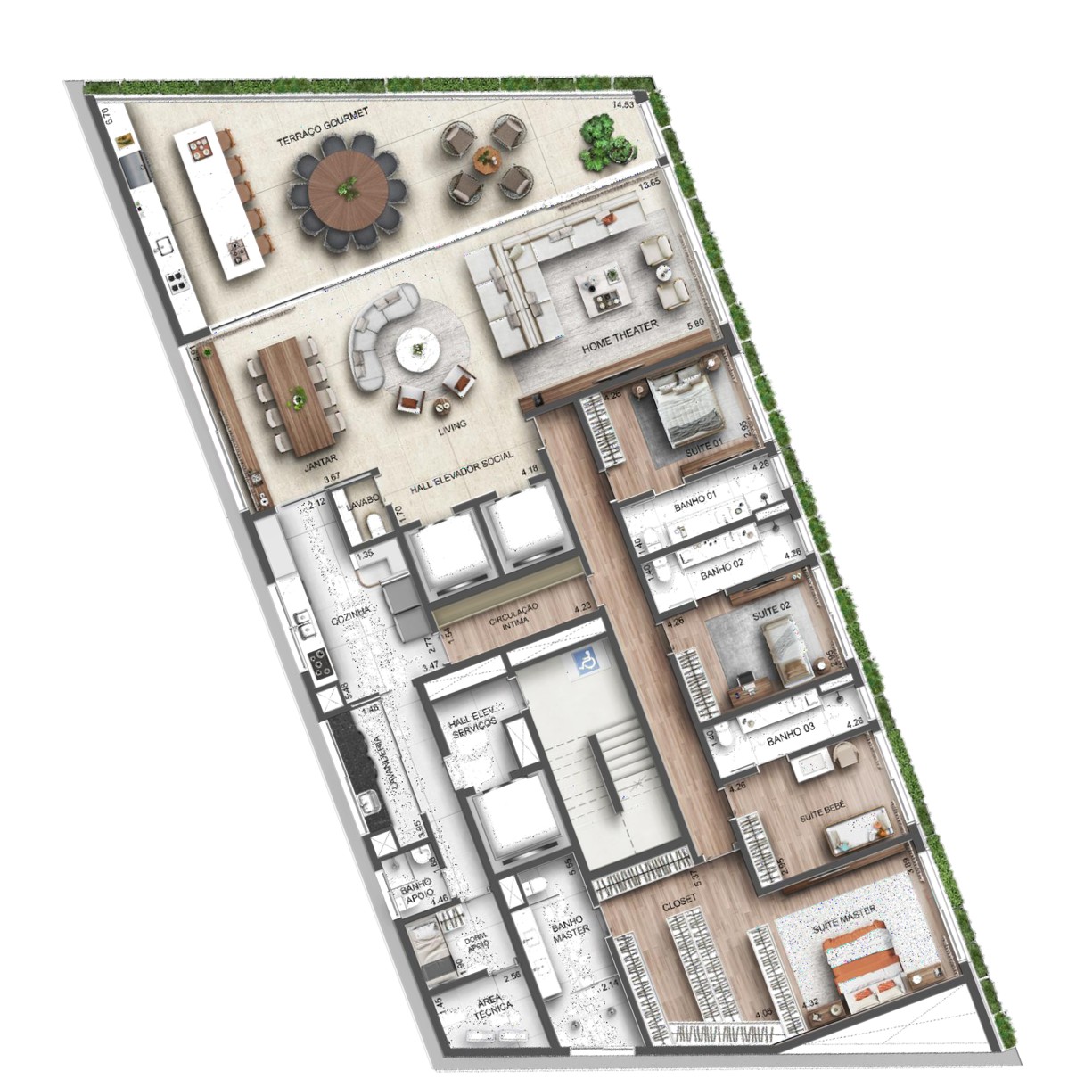 Lux 600 Vila Nova Conceição - Planta Planta de 413 a 433 m²