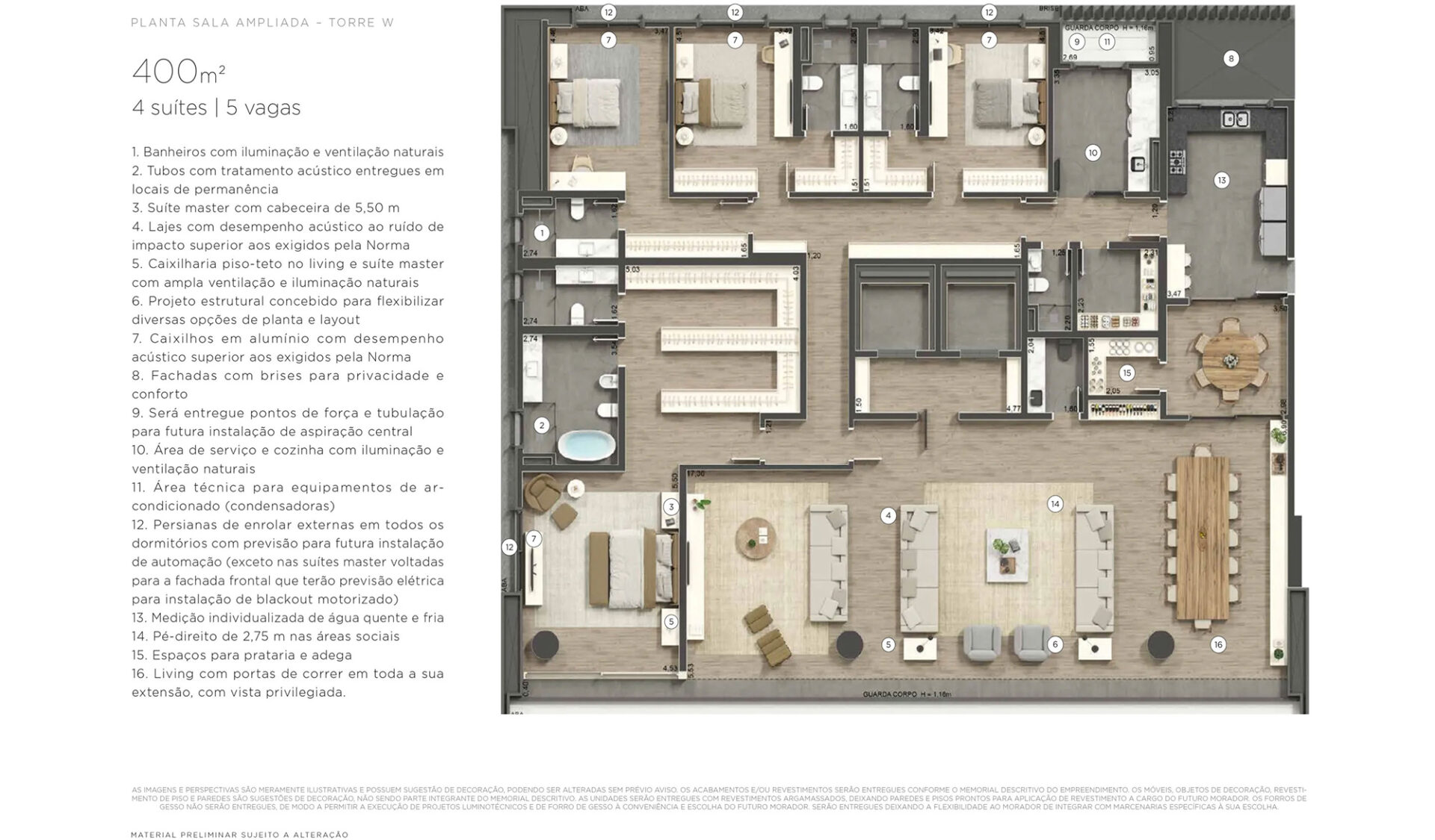 Layout com foco em convivência, 4 suítes e 5 vagas no Enora Residence
