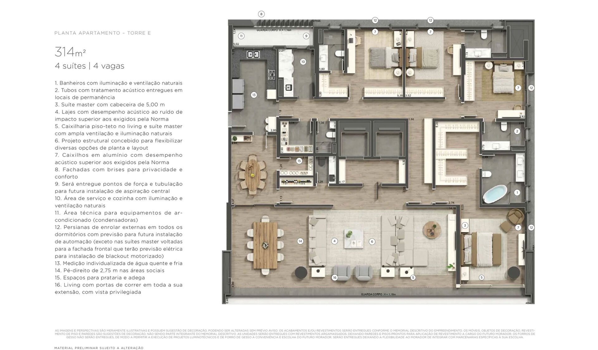 Planta padrão com layout funcional e áreas técnicas bem posicionadas
