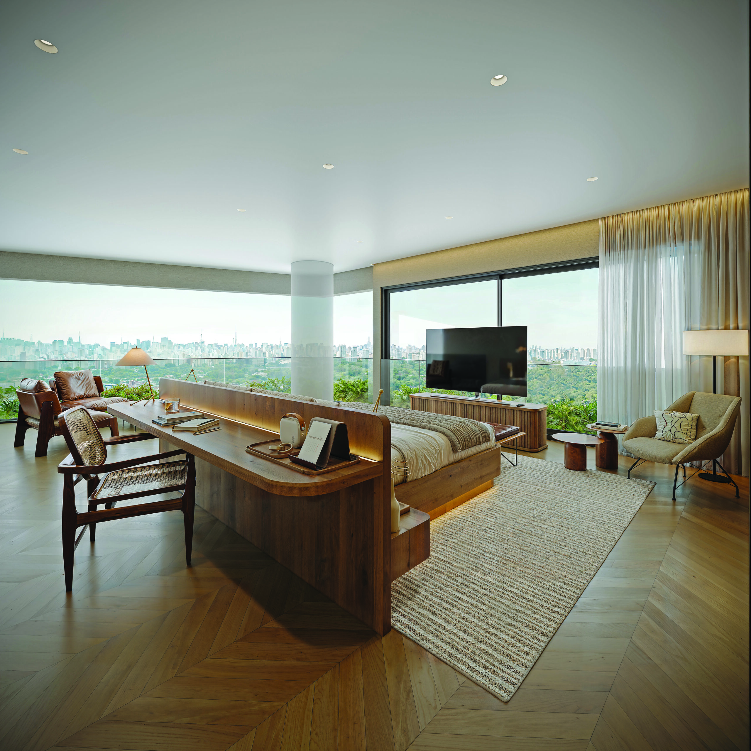 LUX 600 — suíte master do duplex com vista para o Parque Ibirapuera — curadoria iApartamentos — Vila Nova Conceição