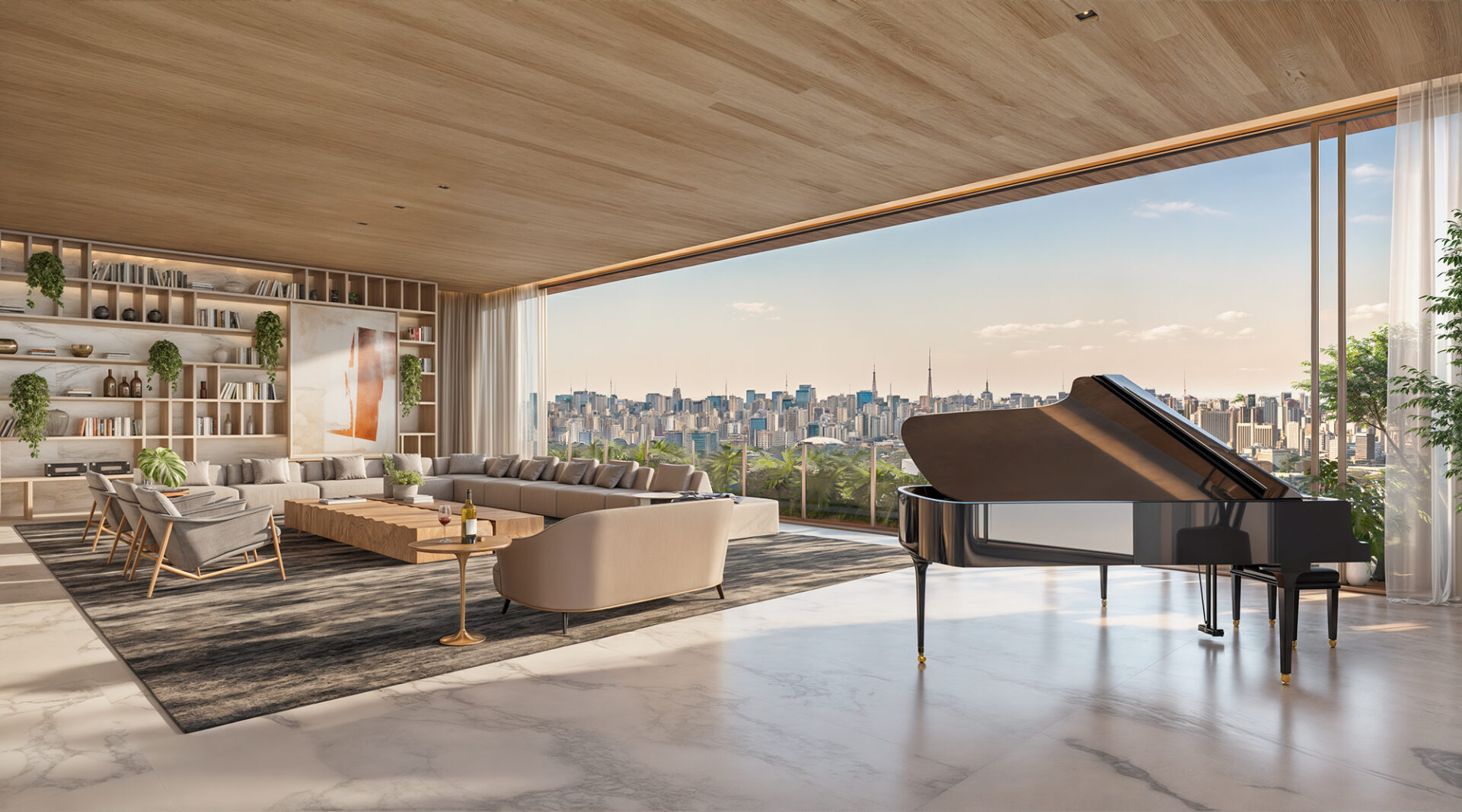 Living Ampliado do Apartamento Triplex de 1184m² do VISTA Parque Ibirapuera da Kallas