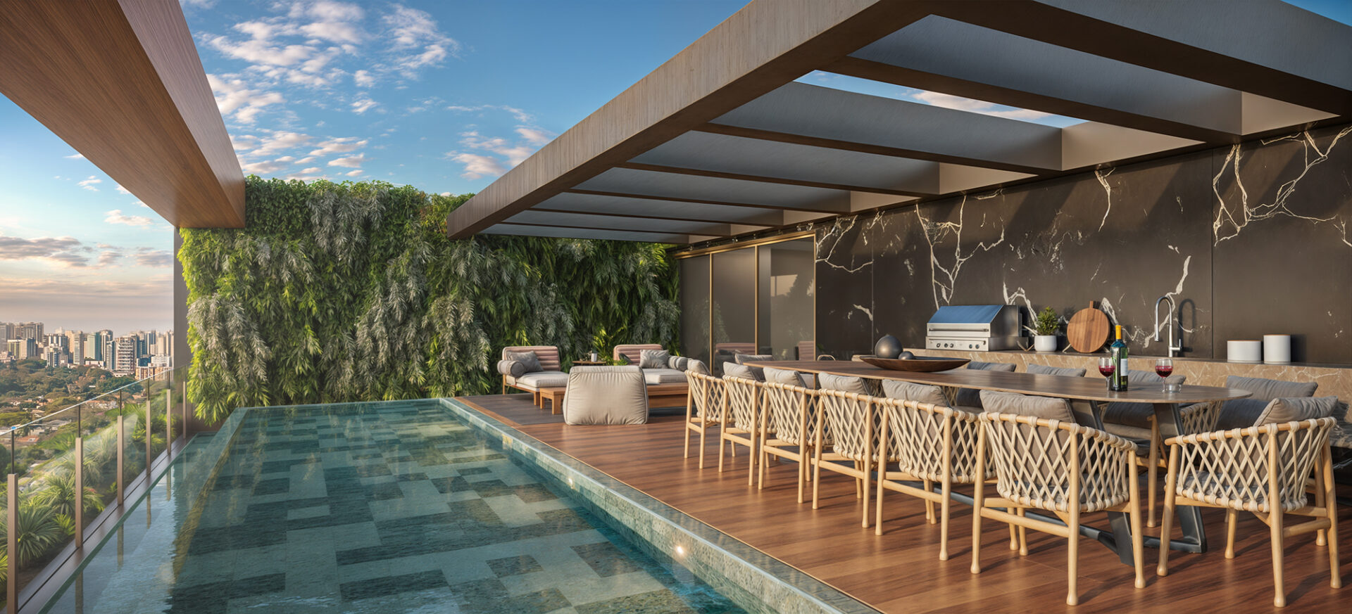Piscina do Apartamento Triplex de 1000m² do VISTA Parque Ibirapuera da Kallas