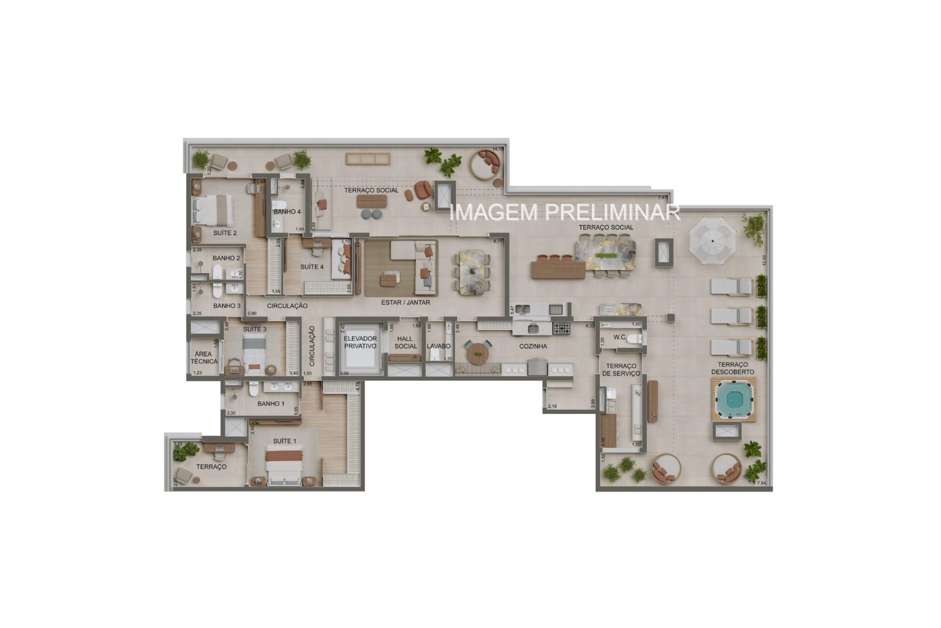 Alameda Tatuapé by Diálogo - Planta Penthouse de 327m²