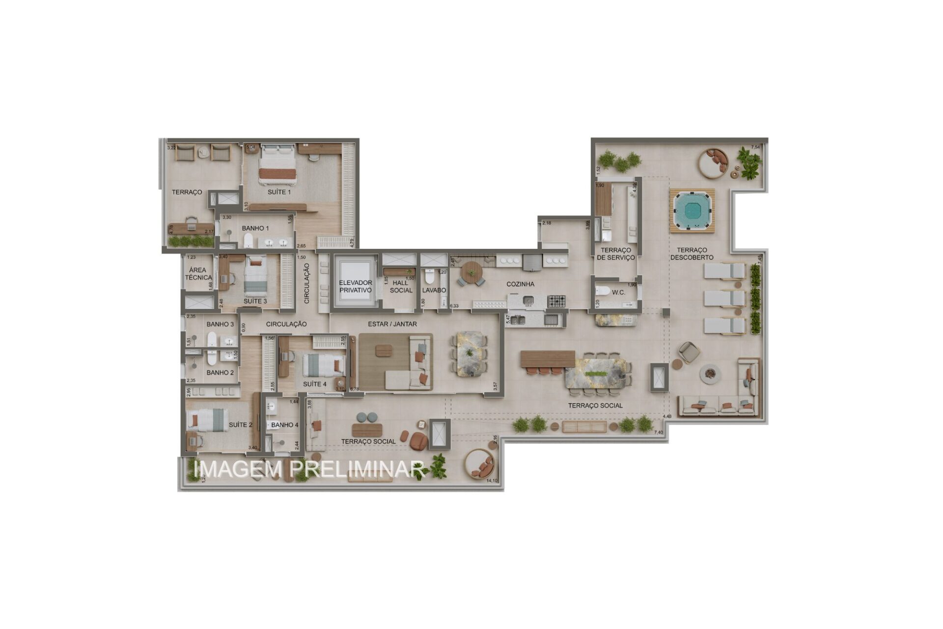 Alameda Tatuapé by Diálogo - Planta Penthouse de 330m²