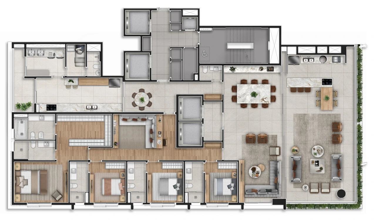 Gran Oscar Ibirapuera - Planta Planta de 370m² com 4 Suítes