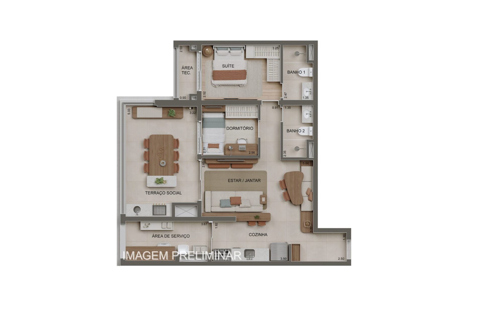 Alameda Tatuapé by Diálogo - Planta Planta de 83m²
