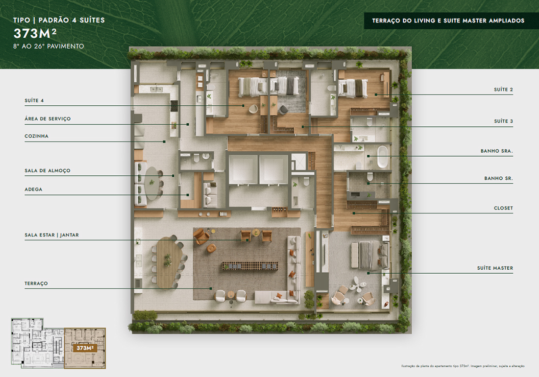 Vista Parque Ibirapuera - Planta Apartamento de 373m²