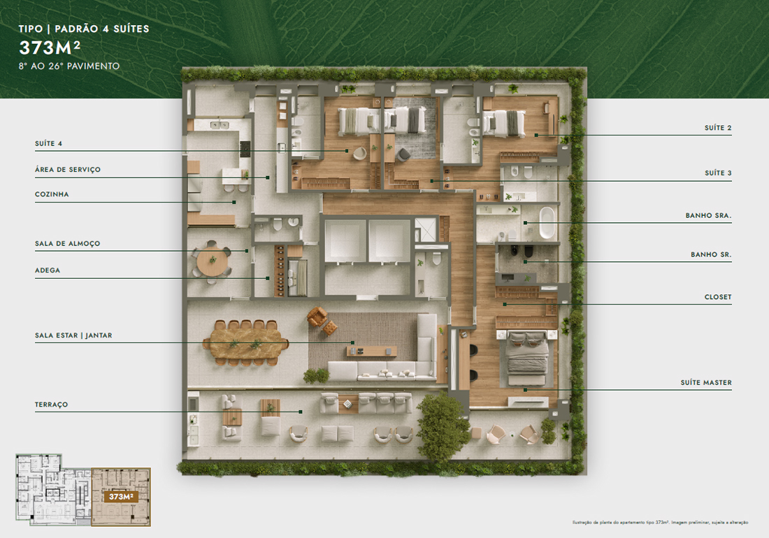 Vista Parque Ibirapuera - Planta Apartamento de 373m²