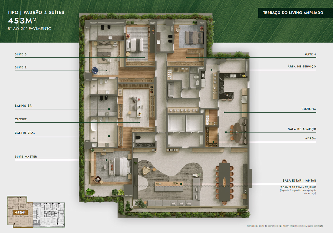 Vista Parque Ibirapuera - Planta Apartamento de 453m²