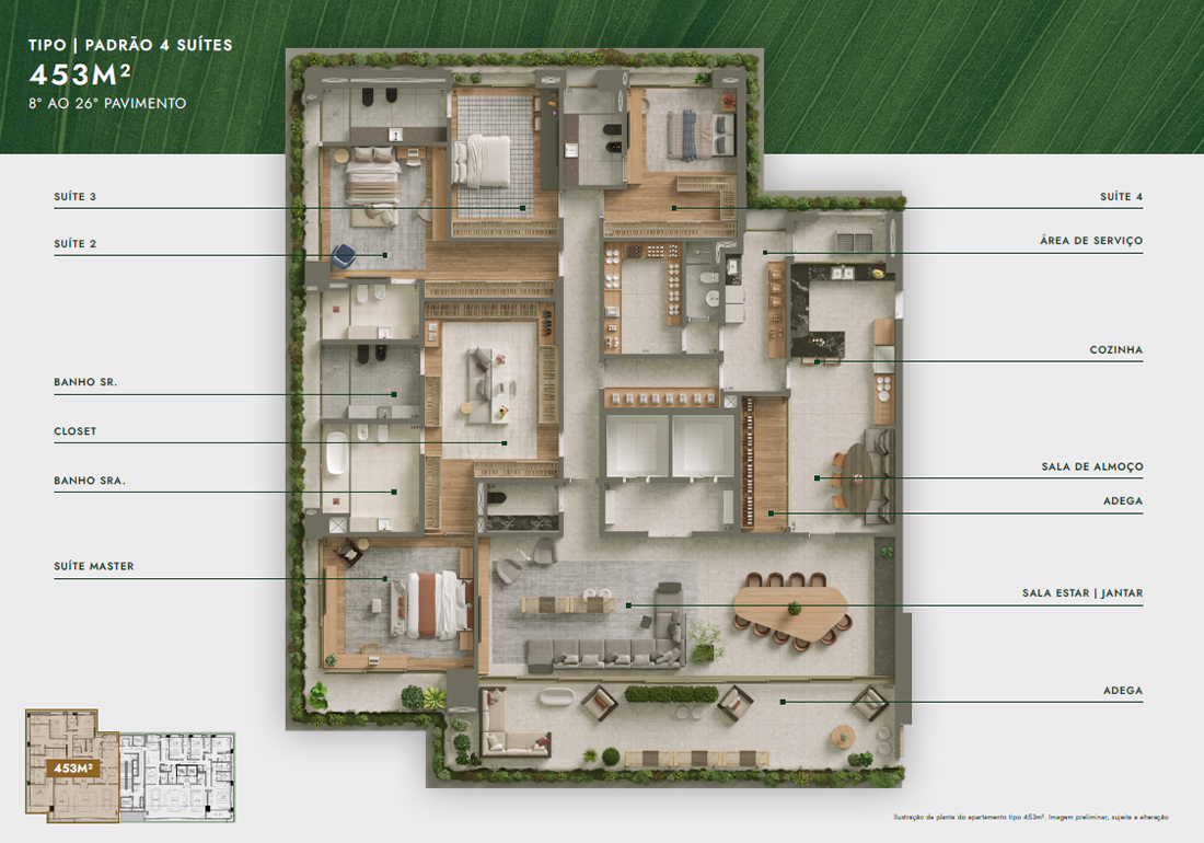 Vista Parque Ibirapuera - Planta Apartamento de 453m²