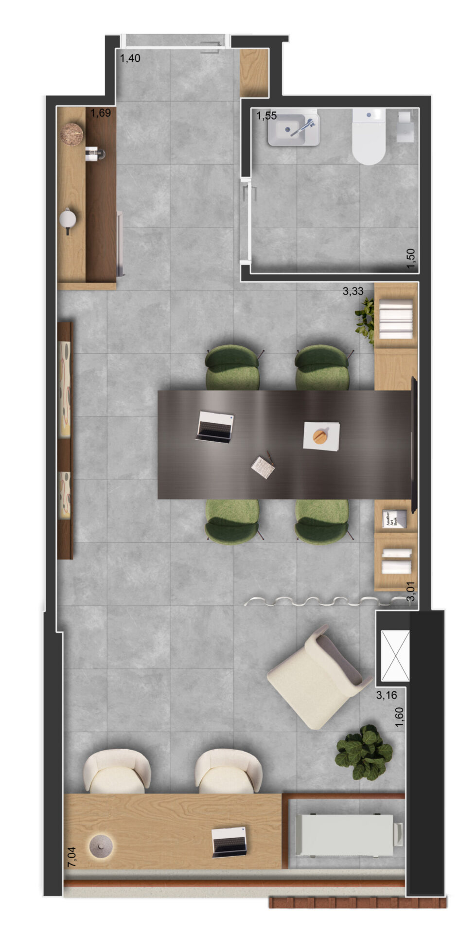 Distribuição interna de office de 26 m² no Praça Japi da Porte