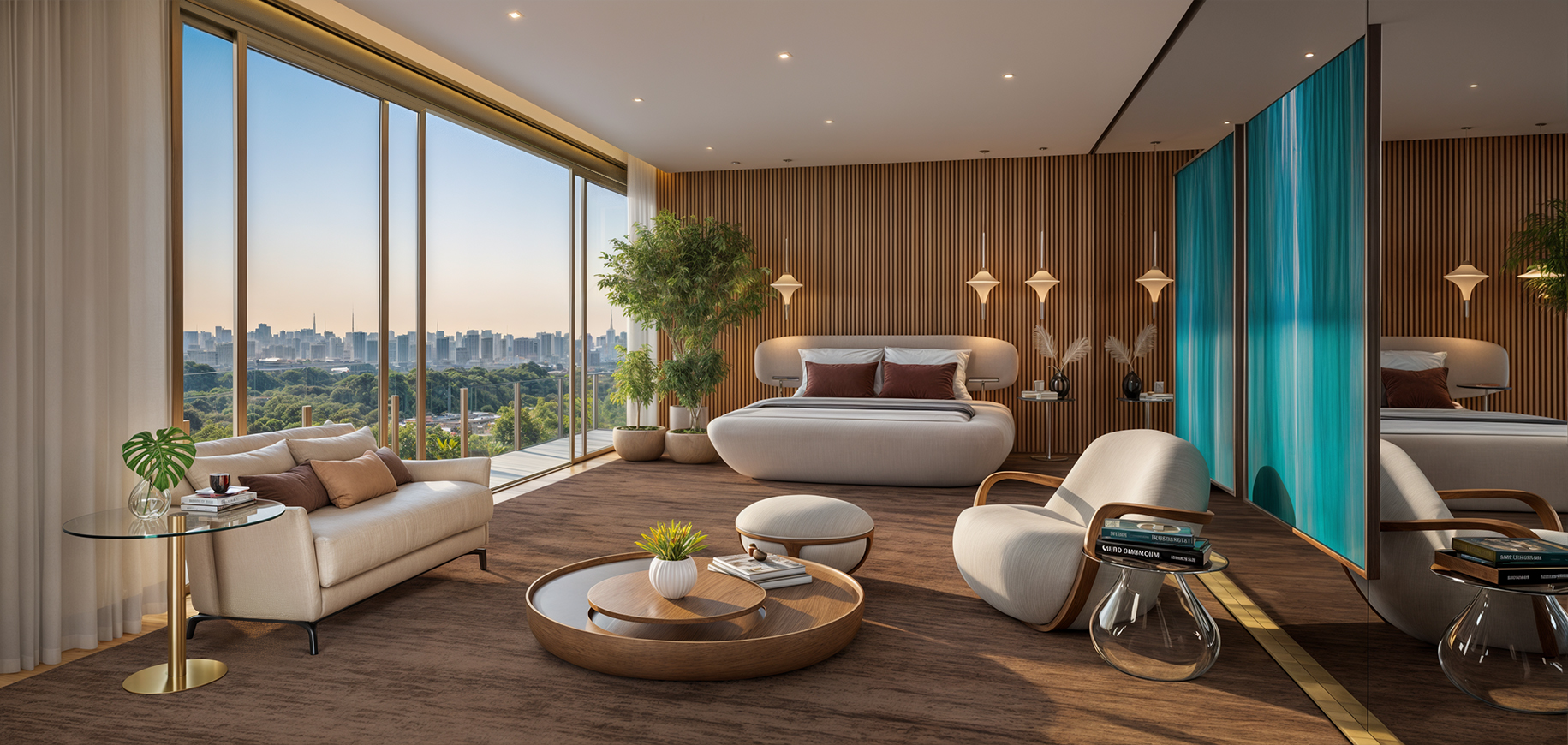 Suíte Master do Apartamento Triplex de 1000m² do VISTA Parque Ibirapuera da Kallas