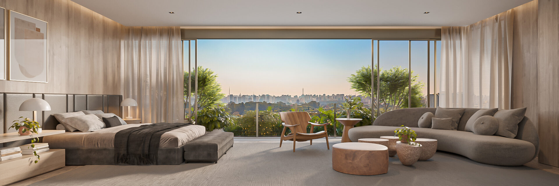 Suíte Master do Apartamento Triplex de 1184m² do VISTA Parque Ibirapuera da Kallas