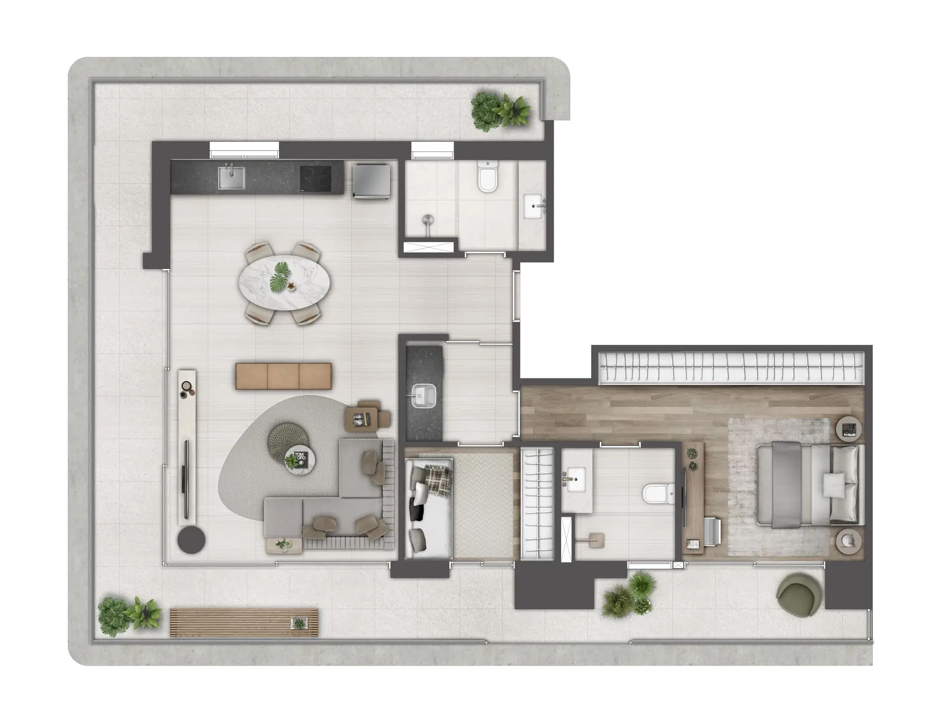 Noon Higienópolis - Planta Planta 124m²