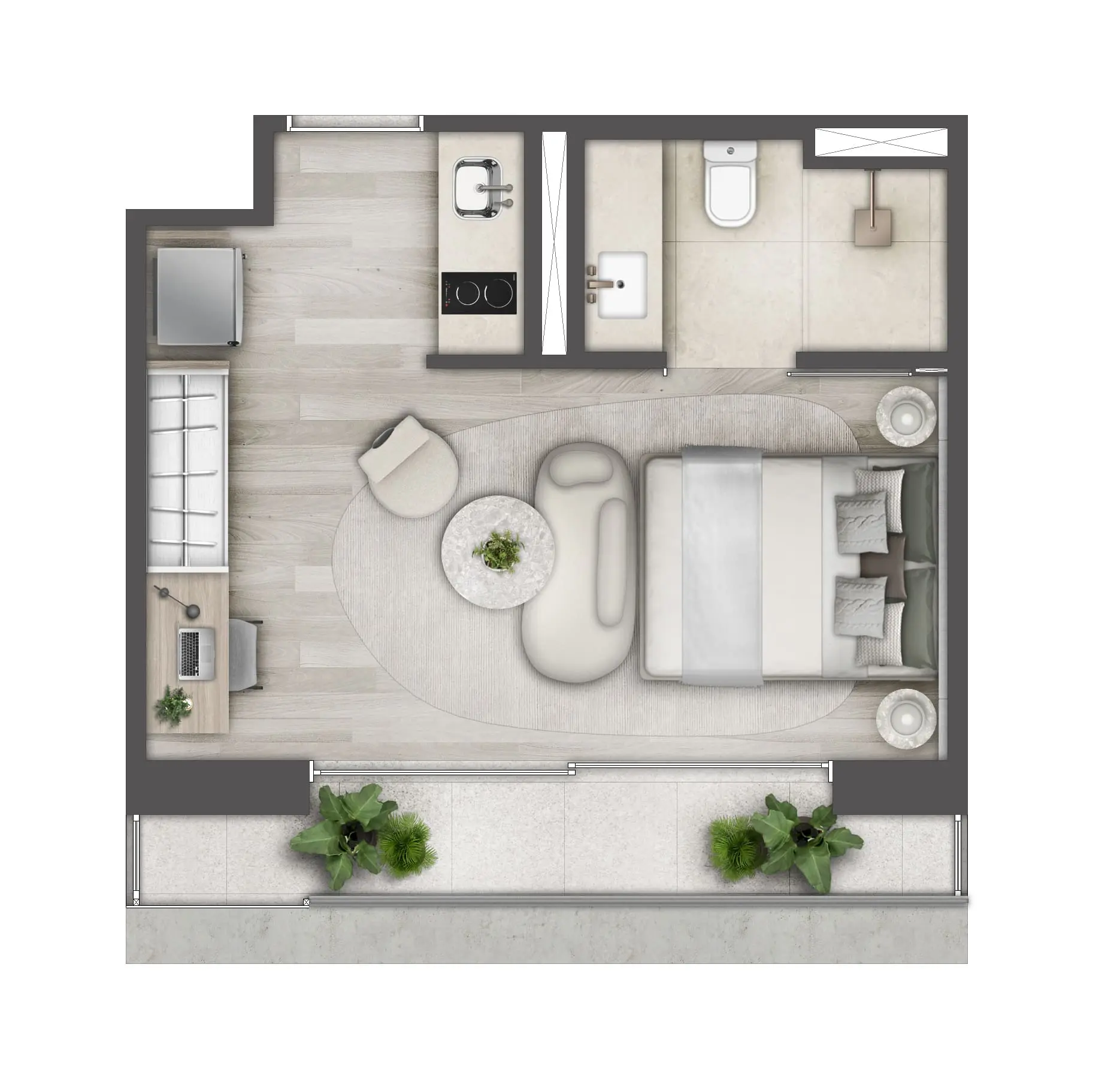 Noon Higienópolis - Planta Planta 32m² 